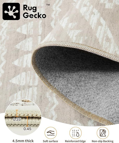 Miukiki 10x14 Area Rugs for Living Room Moroccan Washable Rugs Non Slip Indoor Floor Carpet Foldable Large Soft Area Rug with Low Pile for Dining Room Bedroom Office(Brown,10'x14')