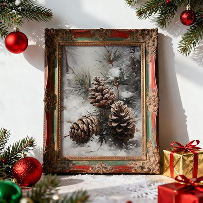 WINDVALE Christmas Wall Art Prints –Vintage Holiday Posters with Santa Claus, Reindeer, Rustic Winter Scene Wall Decor for Living Room, Bedroom, Fireplace & Entryway (8x10 Unframed)