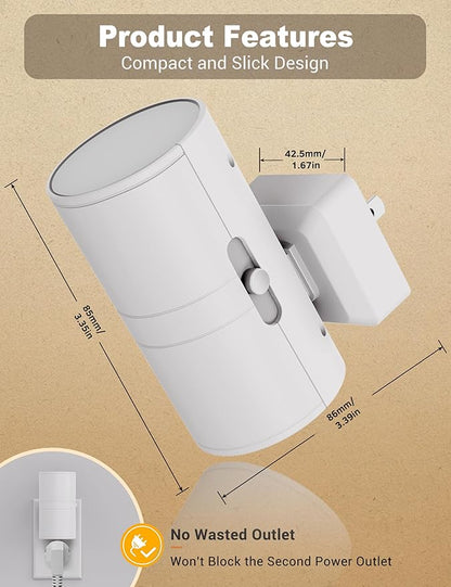 JandCase Night Lights Plug into Wall, Dimmable Night Light Plug in, Modern Night Light Dusk to Dawn Light Sensor, Cool White 5000K, 0-100LM Adjustable Brightness Nightlight for Hallway Bedroom, 2 Pack