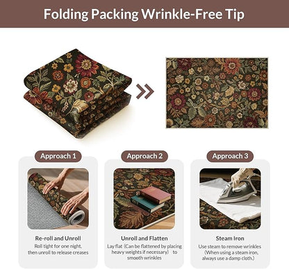 GENIMO 2X10 Washable Vintage Floral Print Runner Rug, Non-Slip Low Pile Stain Resistant Soft Chenille Carpet for Hallway Entryway Kitchen Corridor, Floral Brown