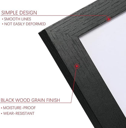PEALSN 11x14 Picture Frame Set of 6, Display Pictures 8x10 with Mat or 11x14 without Mat for Wall Mounting or Table Top Display, Photo Frames Collage for Wall Decor, Black Woodgrain.