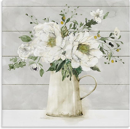 Stupell Industries 'Country Jug Varied Flower Arrangement', Canvas Art, 17 x 17 Inches, Easy to Hang and Sturdy, Made in USA, by Carol Robinson