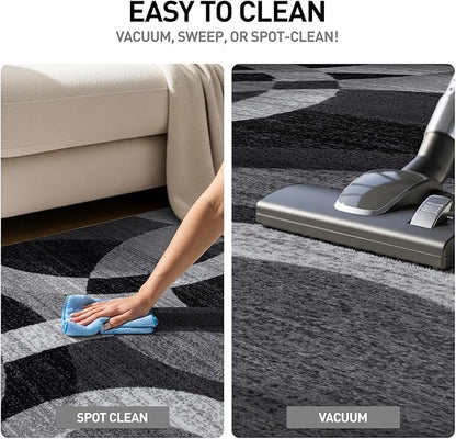 Rugshop Gray Modern Geometric Area Rug, Abstract Circles, High-Traffic, Non-Shedding, for Living Room, Bedroom and Home Office, 5'3" x 7'3"