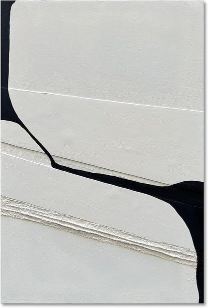 NANKAI Art Modern Minimalism Art Painting White and Black Abstract Art Oil Painting Home Office Corridor Wall Decoration Art 36x24 Inches