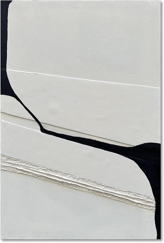NANKAI Art Modern Minimalism Art Painting White and Black Abstract Art Oil Painting Home Office Corridor Wall Decoration Art 36x24 Inches