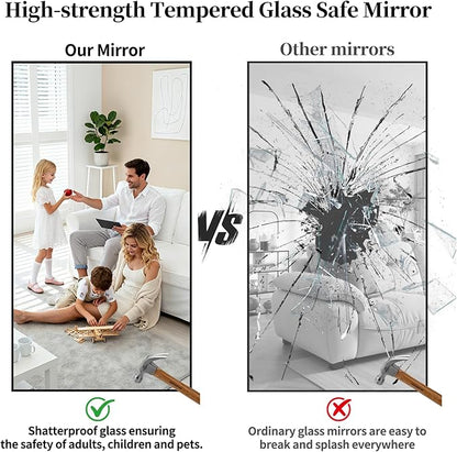 Large Full Length Mirror, 78"x35" Big Full Body Mirrors, Floor Mirror Full Length, Standing Mirror for Bedroom, Living Room Cloakroom, Tempered Glass, Aluminum Alloy, Black