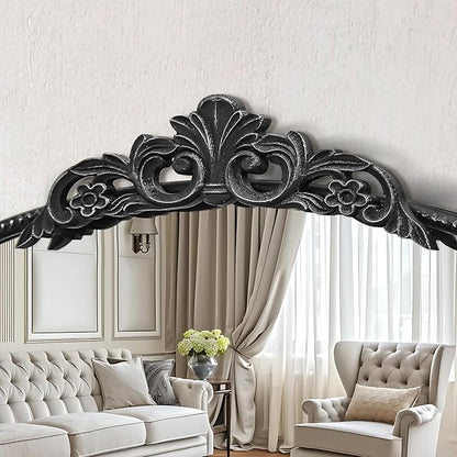 Micasso Large Vintage Black Mirror: 40"x29" French Baroque Antique Arched Mirror - Traditional Ornate Decorative for Wall/Fireplace/Mantel/Entryway/Bathroom/Hallway - Home Decor for Living Room