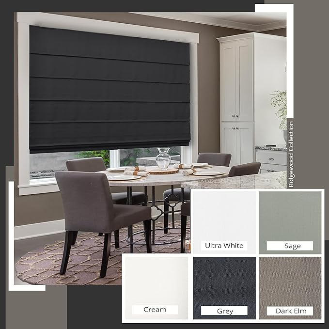 CHICOLOGY Cordless Roman Shade for Windows & French Doors, Ridgewood Grey, Privacy + Light Filtering Linen Look Fabric w/White Liner, True to Size, Inside/Outside Mount, 33" W x 72" H