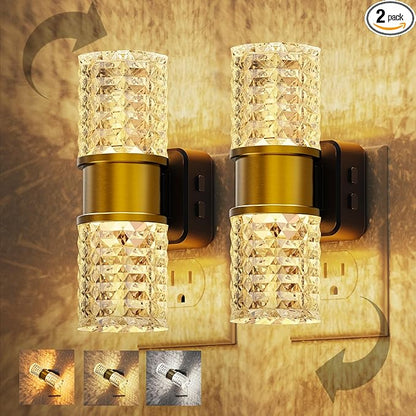 L LOHAS LED Night Light,Modern Night Lights Plug into Wall,2 Pack Amber-3000K-5000K Adjustable Color Temperature Night-Light,Dimmable Nightlights with Dusk to Dawn Sensor for Rooms Bathroom Hallway