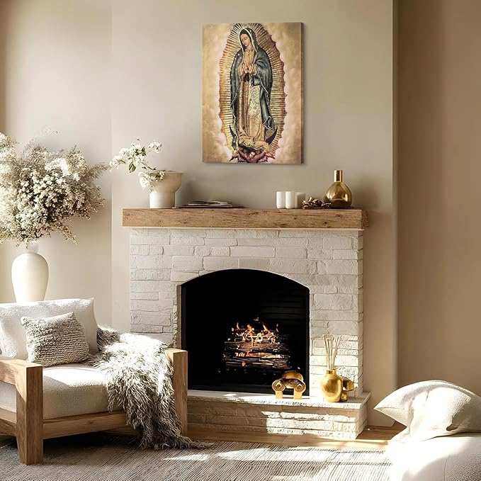 Our Lady of Guadalupe Portrait Wall Art Canvas Painting Picture Wall Decor Religion Catholic Poster Print Artwork for Altar Bedroom 8x10 in