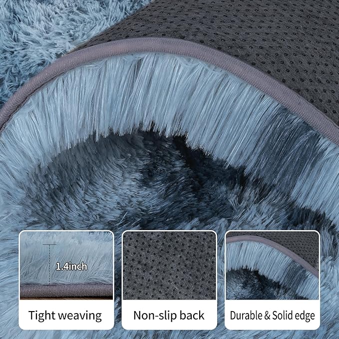 Rug for Living Room Bedroom, 5x7 Area Rugs for Living Room, Ultra Soft Modern Shaggy Carpets Fuzzy Rug for Boys Girls Dorm Nursery Home Decor Aesthetic, Upgrade Non-Slip Durable, Tie-Dyed Blue Grey