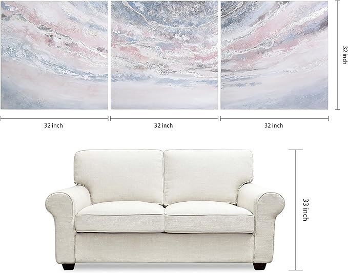 Empire Art Direct Abstract Wall Art Textured Hand Painted Canvas by Martin Edwards, Triptych, 32" x 32" each, Heavens 1