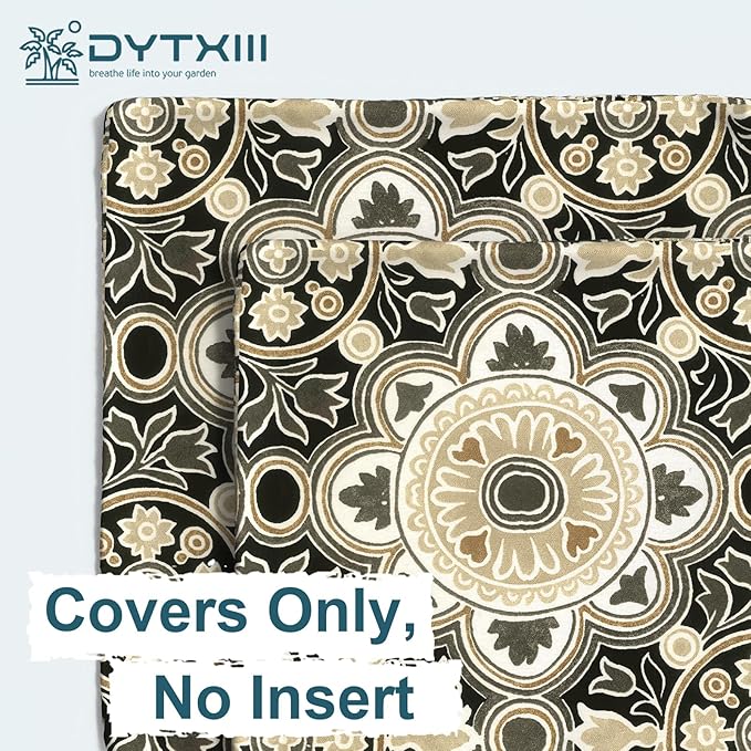 DYTXIII Pack of 2 Outdoor Waterproof Lumbar Pillow Covers ONLY, 12x20 Rectangle Decorative Double Printed Pillow Cases for Patio Couch Porch Furniture - Vintage Medallion