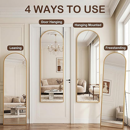 Antok Full Length Over-the-Door Hanging Mirror - Freestanding Wall Mount Leaning Body Mirror for Bedroom Living Room Entryway, 58" L x 20" W, Gold