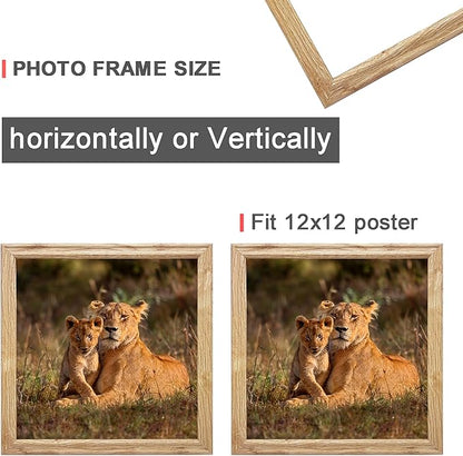 12x12 in Picture Frame set of 3, Modern Style Woode Frame Horizontal and Vertical Formats for Wall Hanging, 12 x 12 Square Wall Gallery Poster Photo Frame best gift