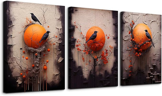 TTHYUEWS Wall Decor For Living Room Canvas Wall Art For Bedroom Fashion Modern Office Decorations Paintings Bird Abstract Wall Pictures Posters Inspirational Artwork Room Home Decor 3 Piece12 X16