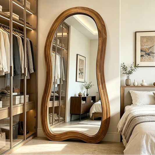 Irregular Full Length Mirror, 71"x33.5" Premium Oversized Organic Floor Mirrors with Triple Layer Solid Wood Frame, Asymmetrical Full Body Mirror for Living Room Entryway, Leaning/Hanging