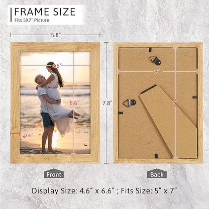 5x7 Picture Frame, Composite Wood Photo Frame with Perspex Glass for Vertical or Horizontal Tabletop Wall Display for Photos, Paintings, Posters, Artwork, Birthday Christmas Gift, Set of 4