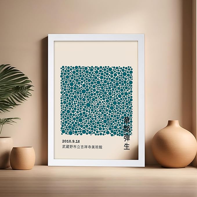 Poster Master Vintage Poster - Retro Pop Art Print - Gift for Artist, Friend - Infinity Dots, Japanese, Polka, Modern, Abstract - Wall Decor for Home, Office, 16x20 White Framed