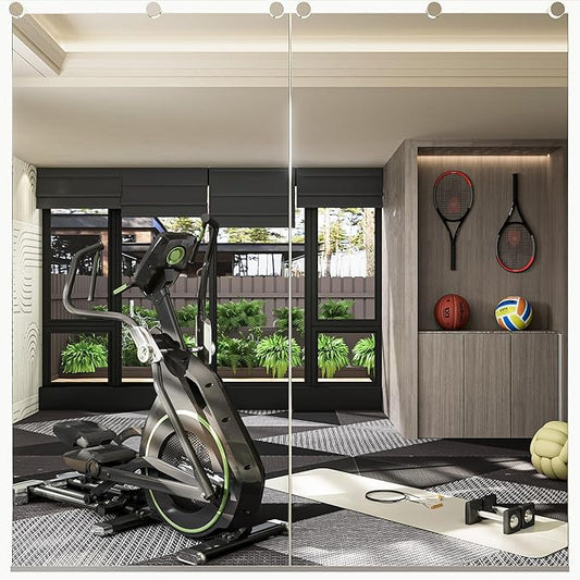 Keonjinn Home Gym Mirror, 48" x 24" x 2Pcs, Large Exercise Mirror, Frameless Full Body Mirrors, Tempered Glass, Wall Mounted for Gym, Yoga, Bedroom, Dance Studio