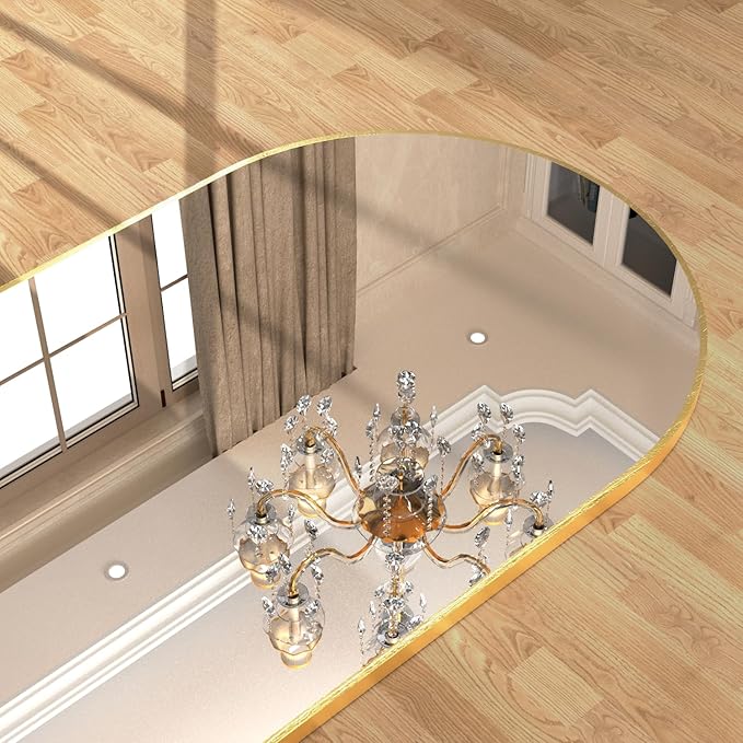 Arched Wall Mirror for Bathroom, 40"x30" Arched Mirror Wall Mounted Mirror with Metal Frame, Gold Vanity Mirror Decor for Mantle, Bedroom, Entryway, Living Room
