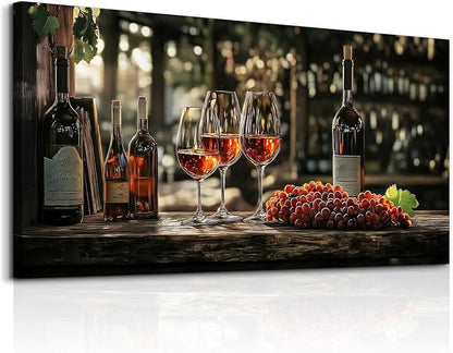 hyidecorart Wall Art For Kitchen Wall Decor For Living Room Wine Glass Wall Dining Room Painting Still Life Goblet Canvas Wall Pictures Sunrise Sunset Landscape Poster Bar Restaurant Decoration