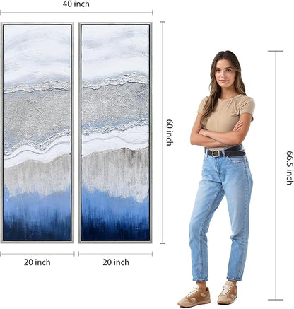 Empire Art Direct Abstract Wall Art Textured Hand Painted Canvas by Martin Edwards, Diptych, 60" x 20" each, Sand Art