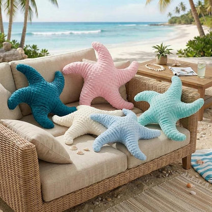 XIAIJIA Starfish Pillow Decorative Throw Pillow, 19.68x19.68 Inch Coastal Beach Pillow, Ocean Decor Beach Themed Room Accent Pillow for Couch Bed Bedroom（Aqua）