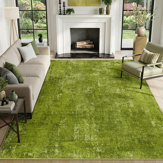 RELEANY Washable Area Rugs 8'x10' Non-Slip Modern Abstract Soft for Living Room Entryway Bedroom Nursery, Print Pattern, Grass Green