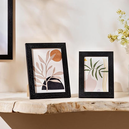 eletecpro 5x7 Picture Frames Set of 10 with Clear Acrylic Cover, Tabletop Decor, Displays 4x6 Photos with Mat or 5x7 Without, Horizontal or Vertical, Desktop Stand, Black
