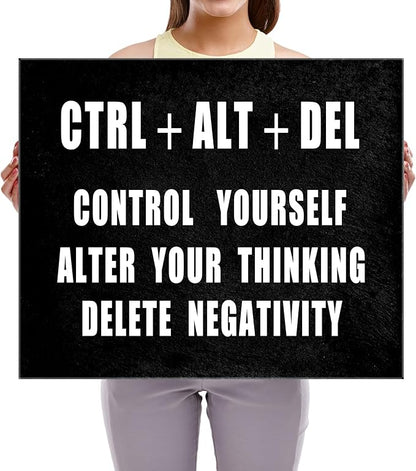 Pyradecor Motivational CTRL+ALT+DEL Classroom Positive Quotes Inspirational Poster Canvas Prints Wall Art for Office Living Room Home Decorations