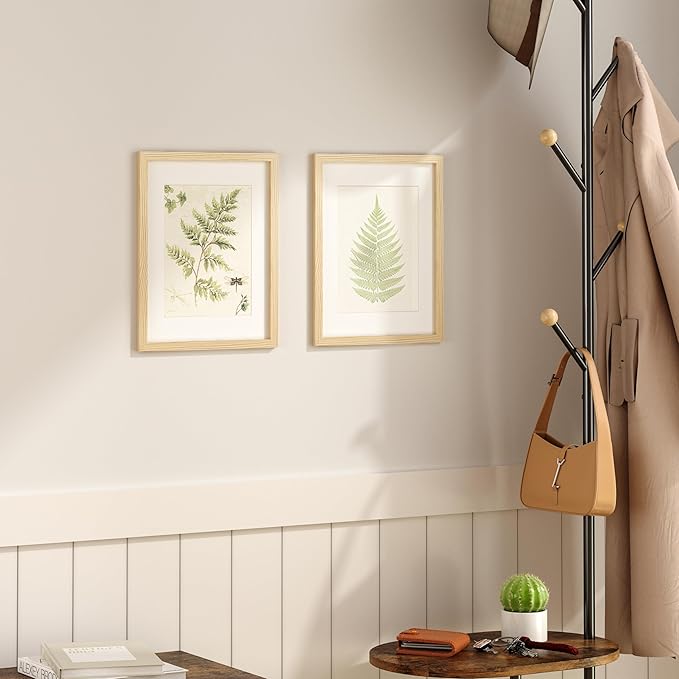 KINLINK 11x14 Picture Frame Set of 6, Wooden 14x11 Photo Frames with Plexiglass for 8x10 Picture with Mat or 11x14 Without Mat, Collage for Wall Gallery and Tabletop Display, 11 x 14 Frame Wood Grain
