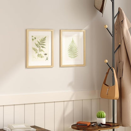KINLINK 11x14 Picture Frame Set of 6, Wooden 14x11 Photo Frames with Plexiglass for 8x10 Picture with Mat or 11x14 Without Mat, Collage for Wall Gallery and Tabletop Display, 11 x 14 Frame Wood Grain