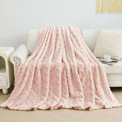 Aganear Blanket Queen Size - Fuzzy Cozy Sof Blanket for Couch, Sofa, Bed, Office, Decorative Present for All Seasons, Portable Throw Blankets for Couch, Sofa, Bed(90"x90", Pink)