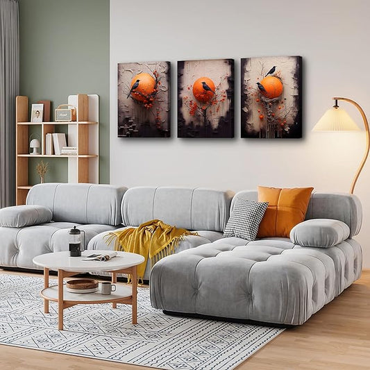 TTHYUEWS Canvas Wall Decor For Living Room Wall Art For Bedroom Fashion Modern Office Decoration Painting Bird Abstract Wall Pictures Posters Inspirational Artwork Home Decor Ready To Hang 3 Piece