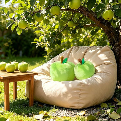 LANPU Cute Apple Shaped Plush Pillow – Soft Fruit Cushion for Couch, Sofa, or Bed, Adorable Decorative Throw Pillow for Room, Living Room & Home Decor (8 Inch,Green)