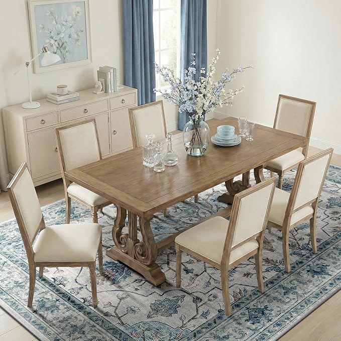 RELEANY Area Rugs 5'x7' Washable Non-Slip, Floral Vintage Distress Print Pattern Medallion Carpet for Living Room Bedroom Dining Room, Light Blue Navy Beige Gray White