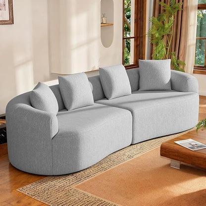 110” Modern Curved Sofa,Oversized Couch for Living Room,Cloud Couch with Boneless Couchs,Modular Sectional Sofa with Deep Seat,No Assembly Required,Light Gray