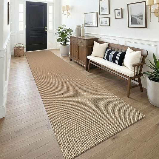 KOZYFLY Boho 3x14 Runners Rugs for Hallway, Long Washable Runner Rug, Woven Non Slip Kitchen Runner, Farmhouse Entryway Rug, Floor Carpet for Entry, Aisle, Hall, Orange Beige/Tan/Brown