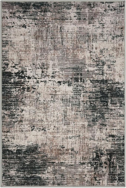 KILOCOCO Abstract Small Area Rug 2x3 Entryway Rug Washable Kitchen Rugs Door Mat Indoor Entrance Soft Pinted Non Slip Throw Rugs for Front Door Foyer Farmhouse Floor Mats, Black/Brown