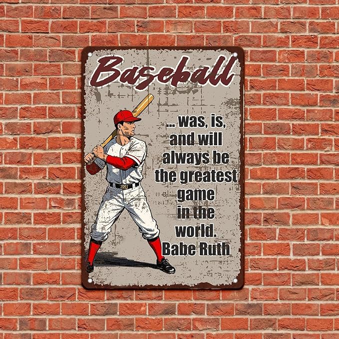 Baseball Metal Signs Was Is and Will Always Be the Greatest Game in the World Tin Sign 8x12 Inch Baseball Boy Room Decor Home Kitchen Garden Bar Pub Bedroom Office