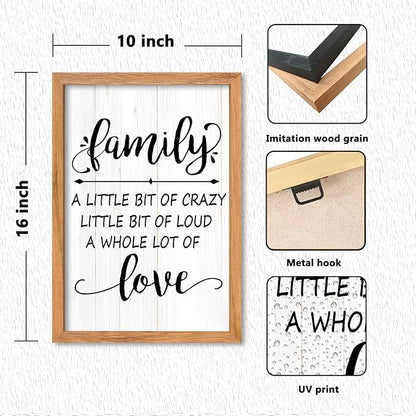 AuraPeak Family Wall Decor For Family A Little Bit Of Crazy Sign Hallway Entryway Horizontal Home Modern Positive Farmhouse Living Room Wall Hanging Art (Wood 16"×10")