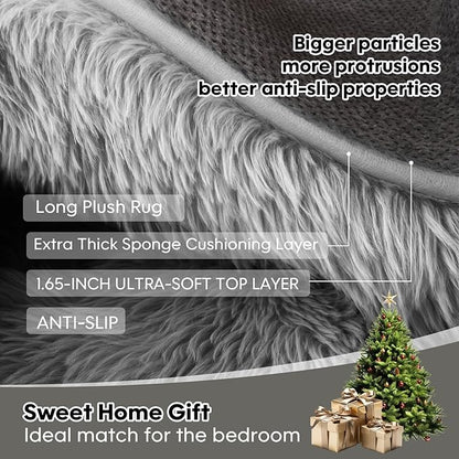 Fluffy Plush Shag Rug 5x7,Ultra Soft Rug for Living Room,Non-Slip Fuzzy Rugs for Bedroom,Carpet for Girl Boy Kids,Modern Indoor Home Decor Aesthetic,Light Gray
