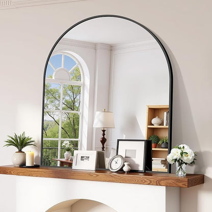 CIRCUMI Arched Wall Mirror, 40"x48" Black Arched Mirror with Tempered Glass, Metal Frame, Large Size for Entryway Table, Mantel,Living Room,Over Sink,Arch Mirror for Decor,Shatterproof&Crystal-Clear
