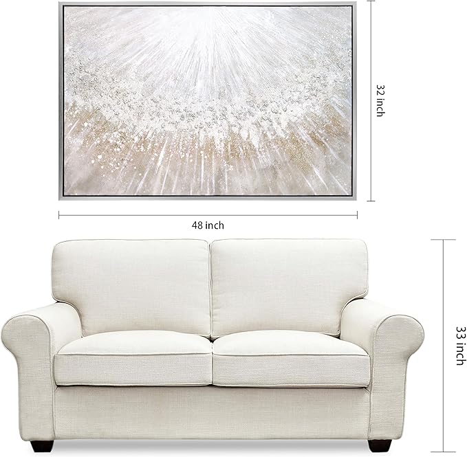 Empire Art Direct Abstract Wall Art Textured Hand Painted Canvas by Martin Edwards, Champagne Frame, 32" x 48", Silver Pellets