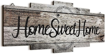 Jetec Home Sweet Home Sign, Rustic Wood Room Wall Decor, Farmhouse Plaque Wall Hanging Wooden Sign for Bedroom, Living Room, Wedding Decor(Gray)