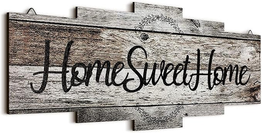 Jetec Home Sweet Home Sign, Rustic Wood Room Wall Decor, Farmhouse Plaque Wall Hanging Wooden Sign for Bedroom, Living Room, Wedding Decor(Gray)