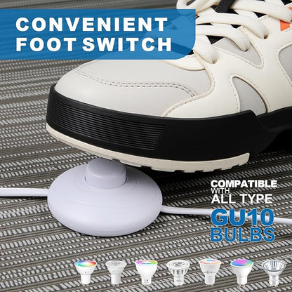 2 Pack Up Lights Indoor, 6W 3000K Warm White Uplighting Indoor Floor Can Light with GU10 Bulb, Indoor Floor Spotlight for Plants, Wall & Artwork, Plug Cord & Foot Switch, White