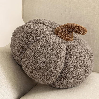 Phantoscope Teddy Plush Pumpkin Pillow, Halloween Super Soft Snowflake Fabric Decorative Cute 3D Shaped Cushion, White, 6 x 12 inches