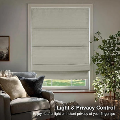 CHICOLOGY Cordless Roman Shade Window Treatment, Room Darkening Privacy Liner, True-to-Size No Deduction, Inside/Outside/Ceiling Mount, Cordless for Kids & Pets, 29" W x 64" H, Del Mar Moon Shell
